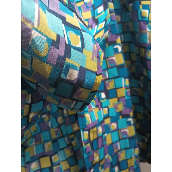 Robbie Bee 100% Silk Sz 10 Maxi Shirt Dress Check Blue Lined Belt Buttoned - Picture 16 of 16